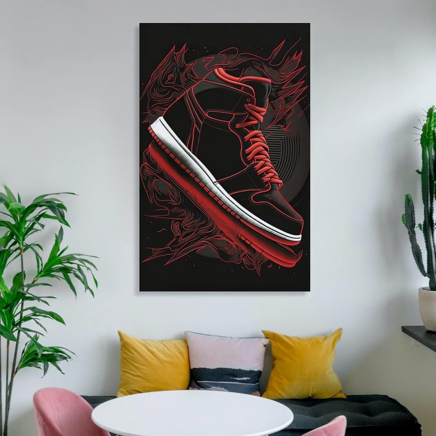 Pósteres de zapatos negros de moda, tenis negros, impresión en lienzo para decoración de habitación de niños, cuadros e impresiones artísticas de