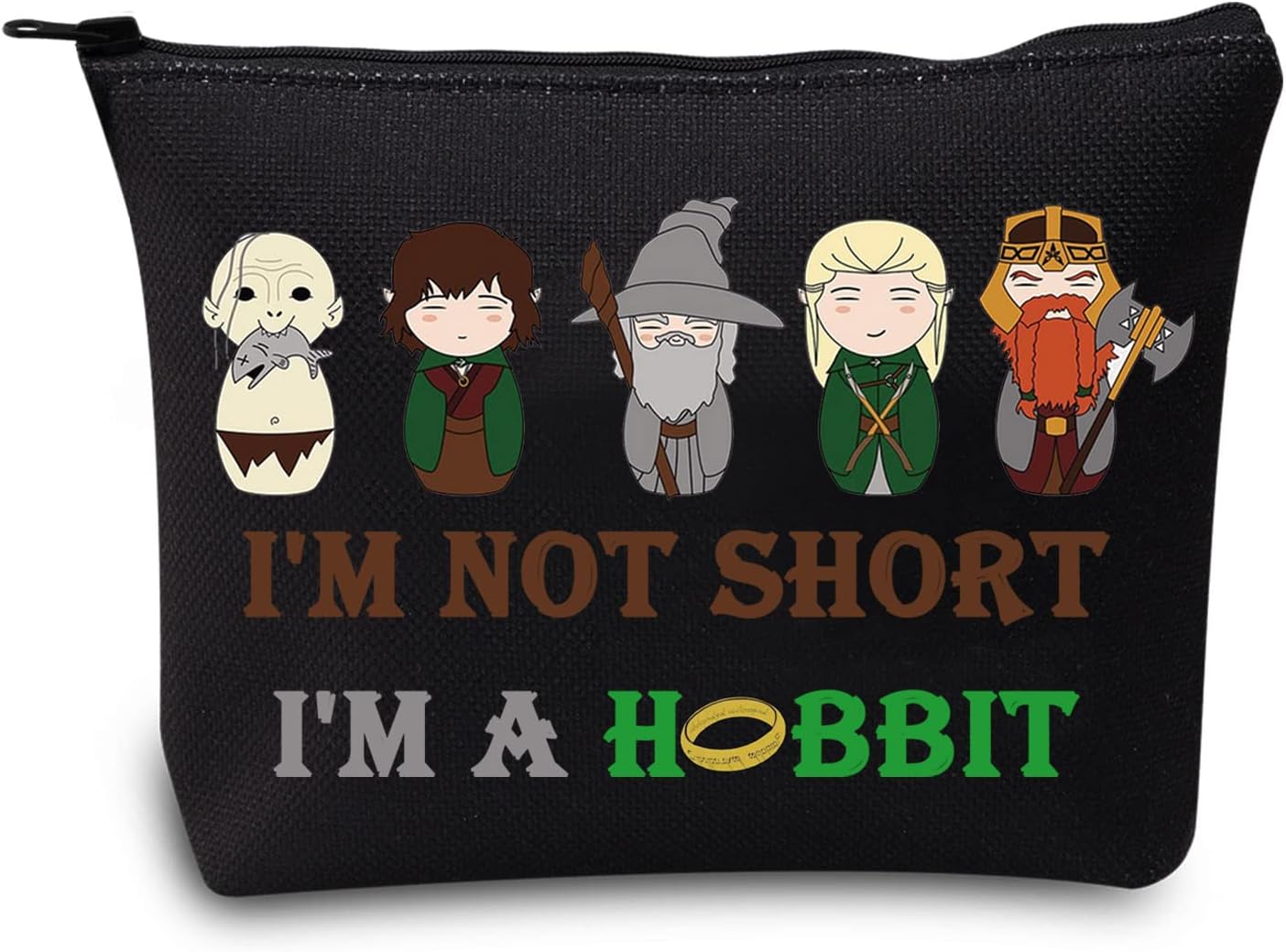 LEVLO Hobbit – Bolsa de cosméticos de la película Hobbit, regalo para fanáticos del Hobbit, no soy corto, soy un hobbit con cremallera, bolsa de