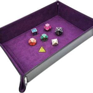 Haxtec Bandeja plegable para dados DND, color negro y morado, portátil, de piel sintética, para juegos de dados RPG como Calabozos y Dragones (negro Haxtec Bandeja plegable para dados DND, color negro y morado, portátil, de piel sintética, para juegos de dados RPG como Calabozos y Dragones (negro