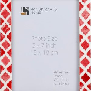 Handicrafts Home Marco de fotos de damasco árabe inspirado en el arte marroquí, marcos vintage para decoración de pared, 5 x 7 pulgadas, color rojo Handicrafts Home Marco de fotos de damasco árabe inspirado en el arte marroquí, marcos vintage para decoración de pared, 5 x 7 pulgadas, color rojo