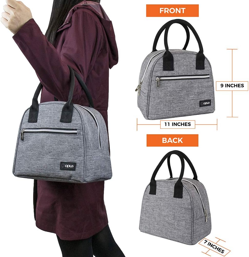 Opux Bolsa de almuerzo para mujer, bolsa térmica para almuerzo, para mujer, niña. Mediana, reutilizable, suave, para escuela, trabajo, oficina