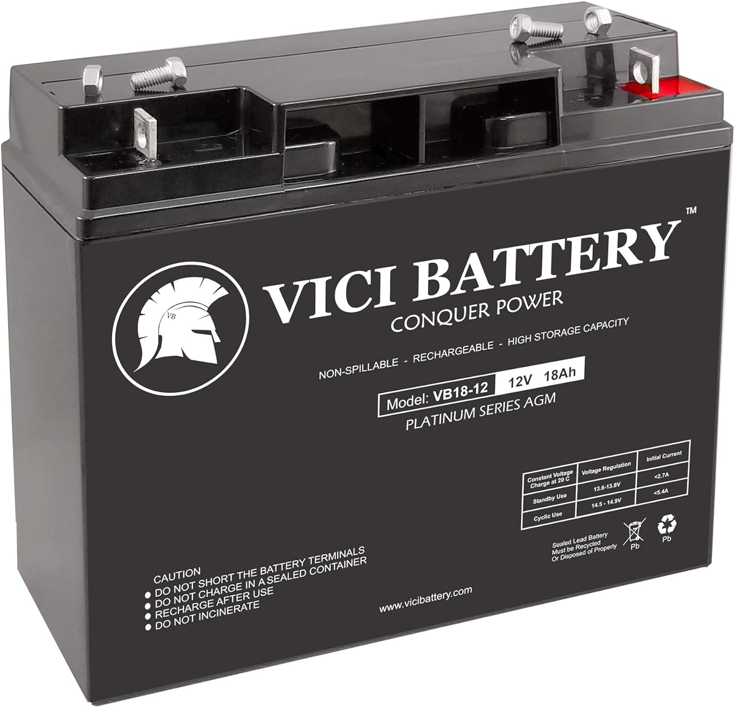 VICI Battery VB18-12 – Reemplazo de 12V 18AH para batería de plomo sellada 6FM17 6-FM-17 12V 18Ah