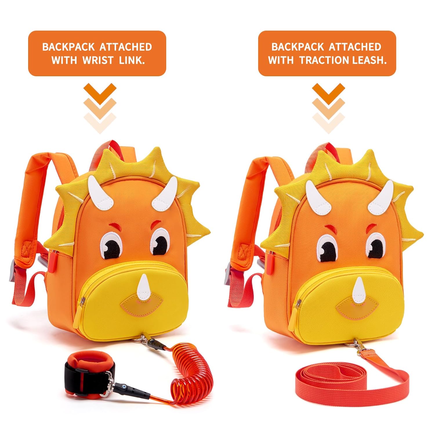 Accmor Arnés para niños y niñas, lindas mochilas de dinosaurio con eslabón de muñeca antipérdida, mochila infantil con correa para bebés niños y