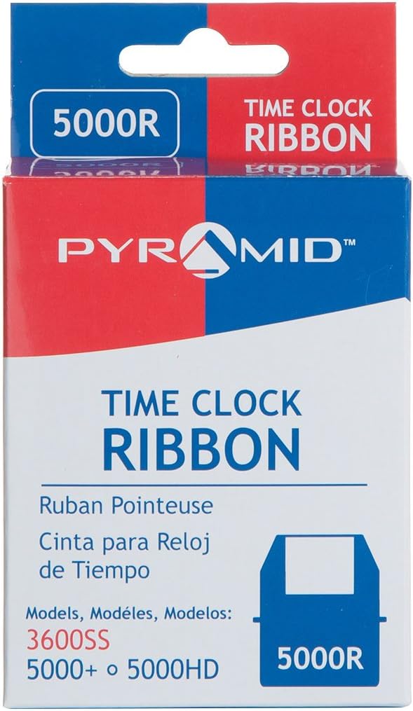 Pyramid Time Systems, Cinta de repuesto original 5000R para relojes de tiempo 3500ss, 3550ss, 3600ss, 4000Pro, 5000, 5000HD, negro, dura un 60% más