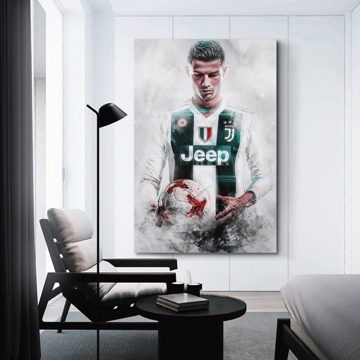 VCLUST Cristiano Ronaldo – Póster de fútbol para decoración de pared, lienzo estético para decoración de dormitorio, 16 x 24 pulgadas, 3