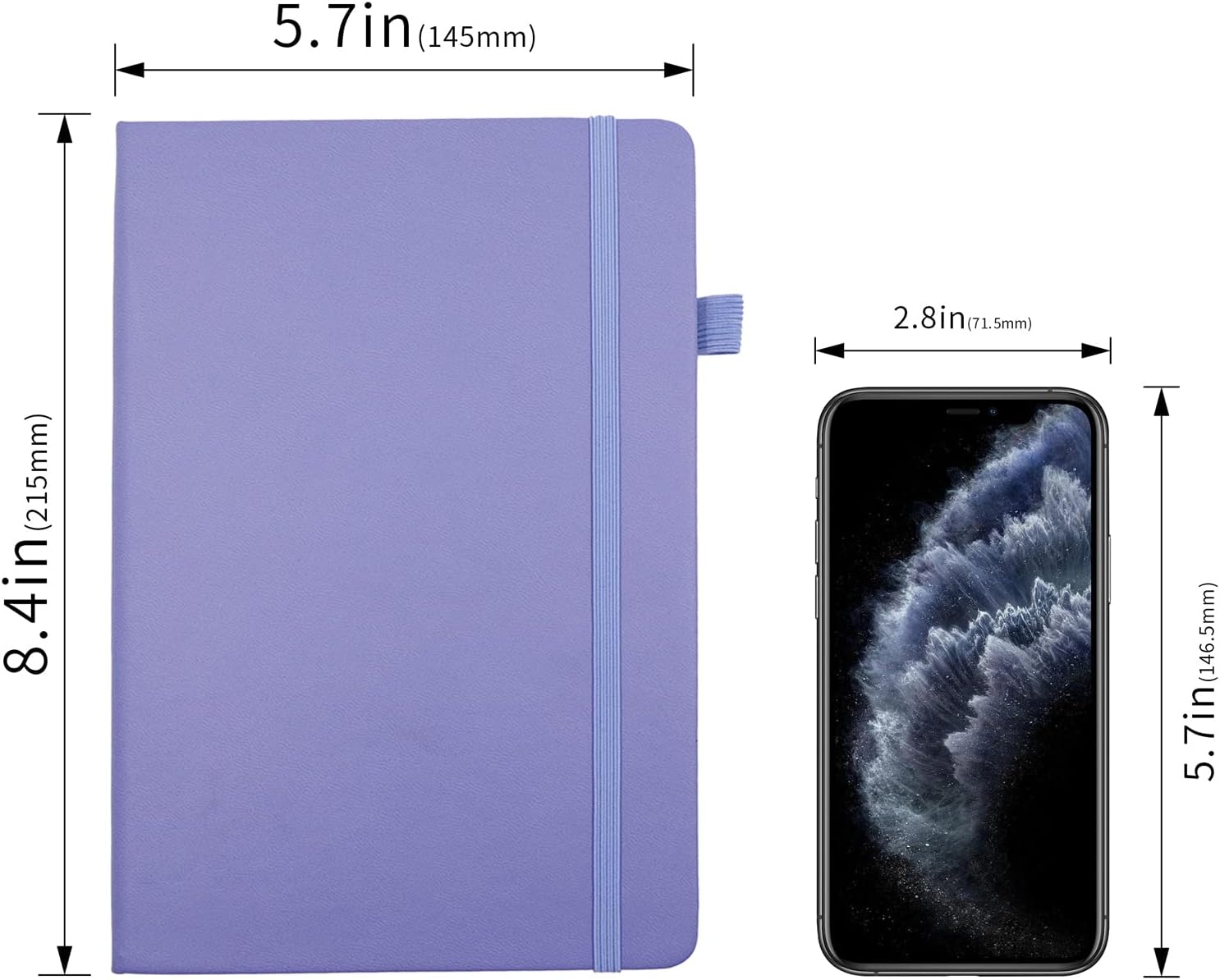 Deziliao Cuadernos rayados con bucle para bolígrafo, cuaderno de tapa dura para el trabajo, papel grueso de alta calidad de 3.53 ozm con bolsillo