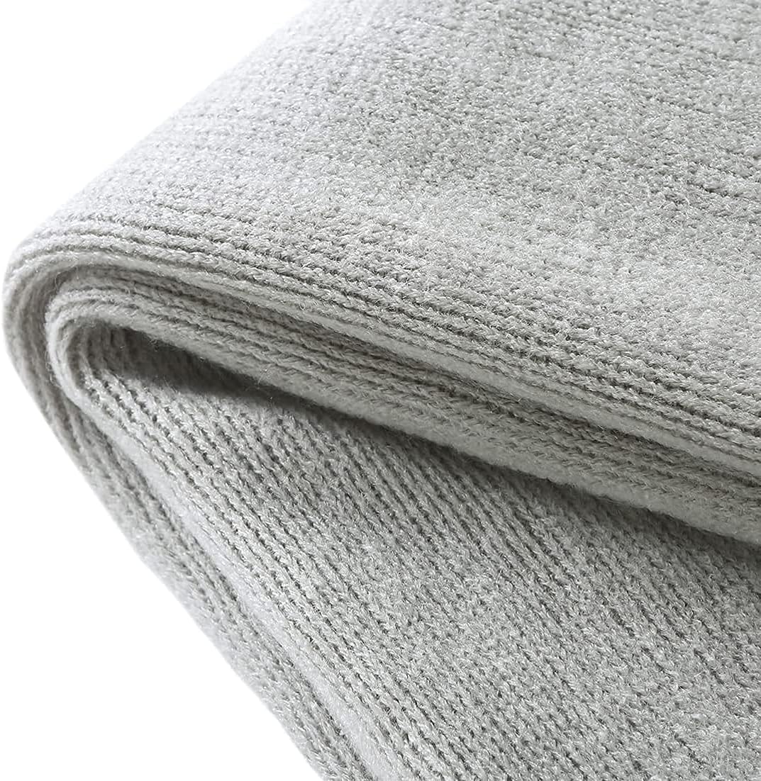 Homiest – Manta decorativa de punto con flecos, manta ligera tejida de acrílico, manta suave y acogedora con borlas para sofá, sillón, cama (gris