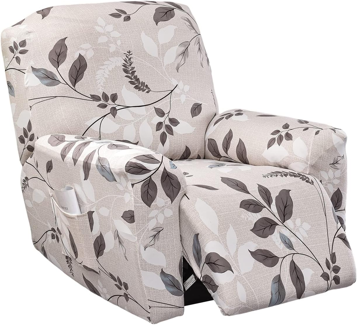 CRFATOP Funda reclinable con estampado floral y bolsillos, funda reclinable individual de 4 piezas para sillón reclinable Lazy Boy con parte