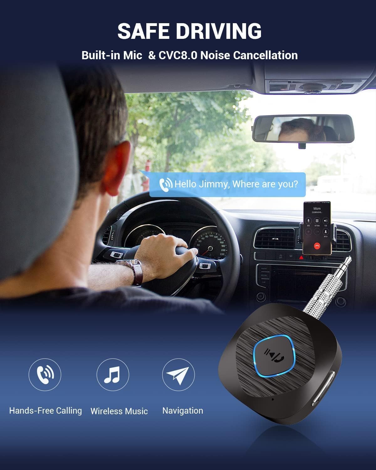 BLACKHORSE Receptor transmisor Bluetooth 5.3, adaptador AUX Bluetooth para automóvil, adaptador de audio inalámbrico 2 en 1 para TVestéreo
