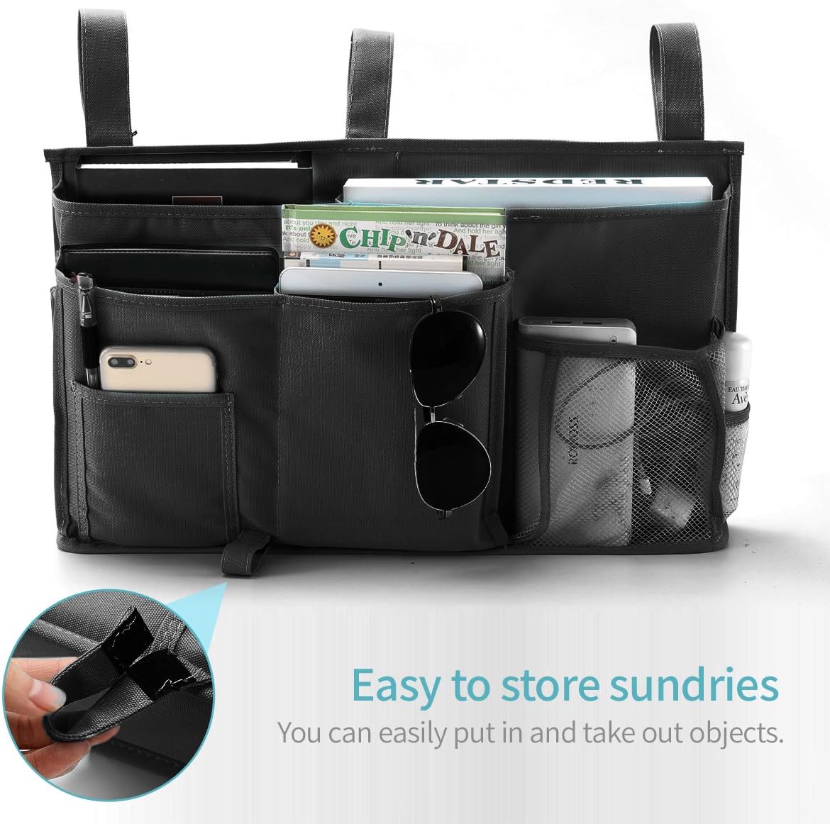 Bseash – Organizador colgante de 8 bolsillos de tela oxford 600D, bolsa de almacenamiento para literas y camas de hospital, dormitorios, barras de