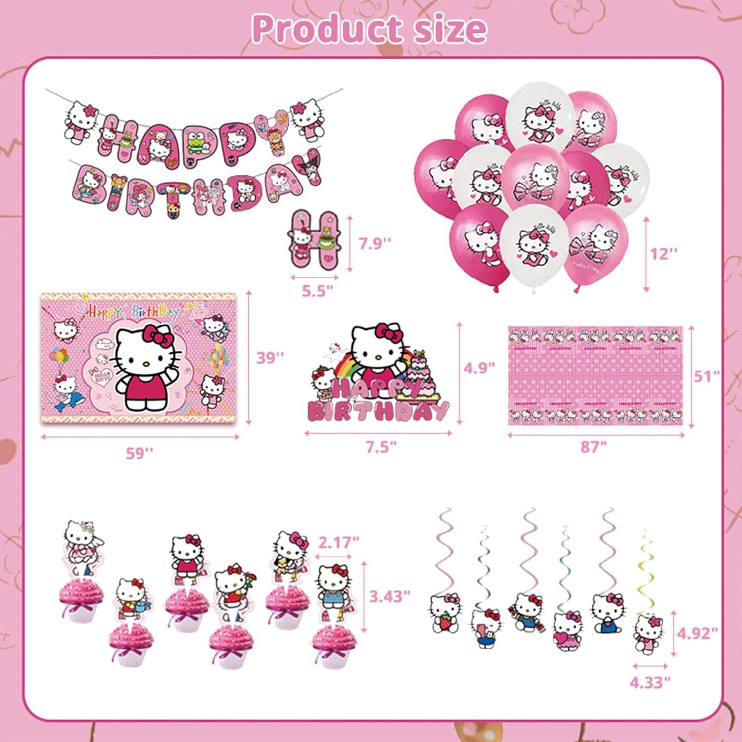 Suministros para fiesta de cumpleaños de gatitos, decoraciones de fiesta de color rosa con texto en inglés Happy Birthday, globos, telón de fondo,