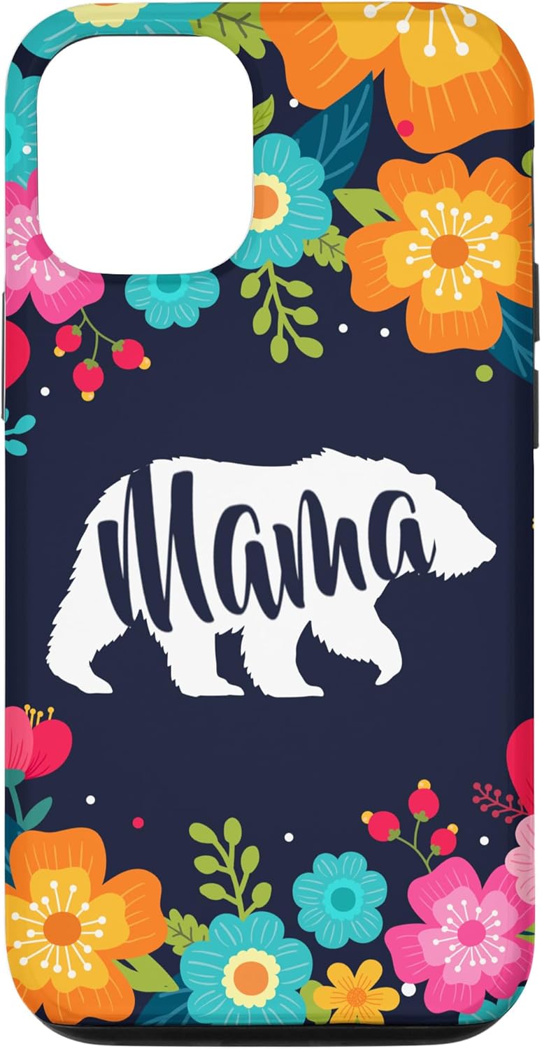 Funda floral para iPhone 13 Mama Bear