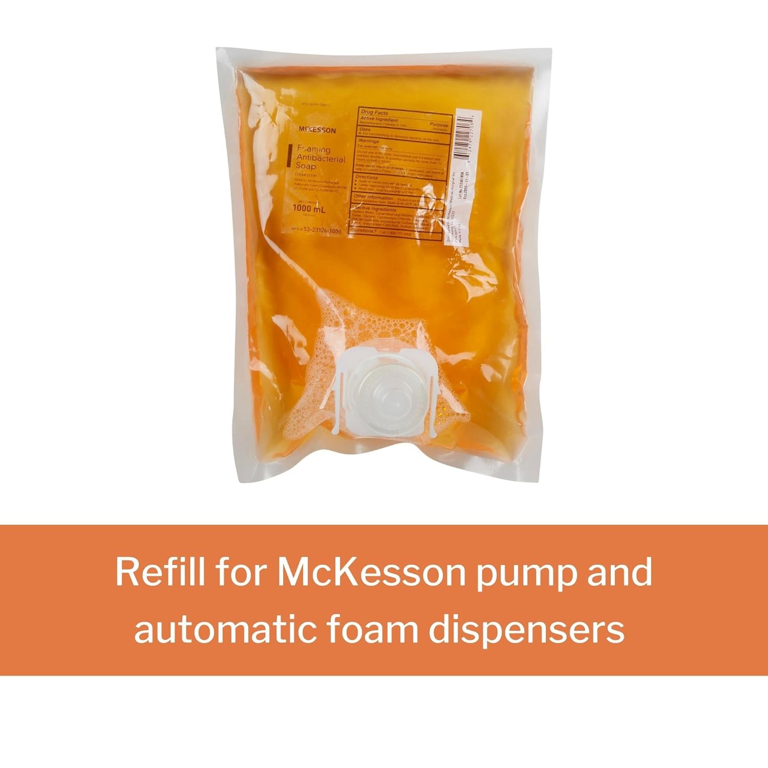 McKesson Jabón de manos espumoso – Recambio dispensador de 33.8 fl oz – Aroma limpio, 4 unidades