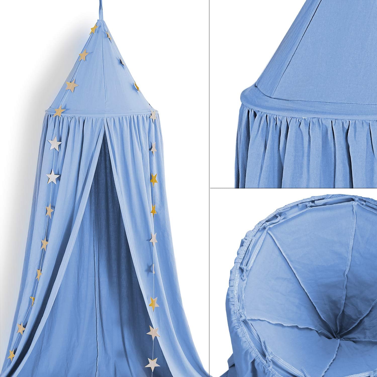 CeeKii Toldo para cama de niñas, gancho redondo de algodón con diseño de princesa, mosquitera para dormitorio de niños, tienda de campaña de