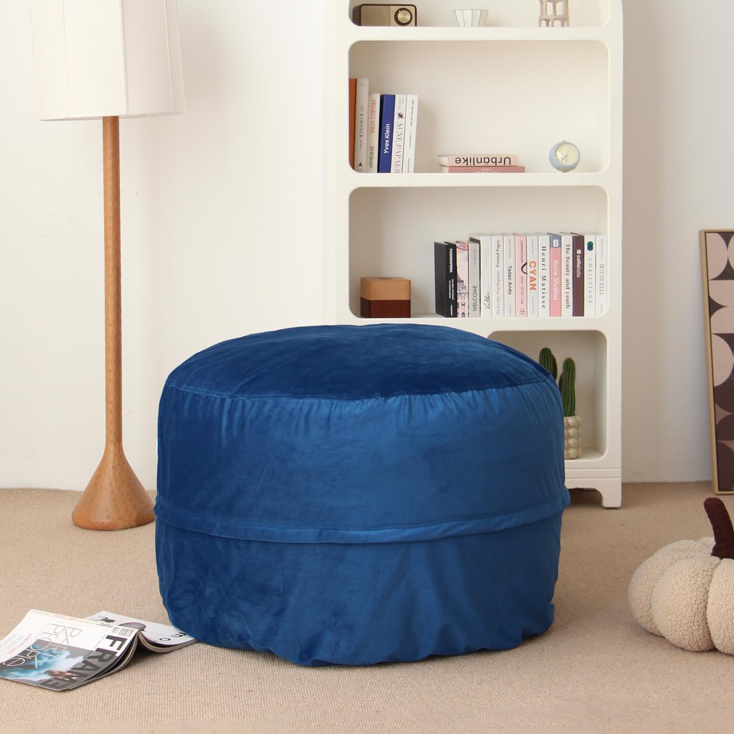 N&V Puf Chair 3′ Memory Foam Furniture Bean Bag para niños, adolescentes y adultos con fundas lavables a máquina (azul)