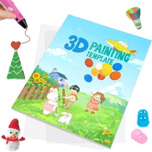 Libro de dibujo de pintura con bolígrafo 3D, plantillas de papel grueso de 40 patrones reutilizables de colores con dos placas transparentes, Libro de dibujo de pintura con bolígrafo 3D, plantillas de papel grueso de 40 patrones reutilizables de colores con dos placas transparentes,