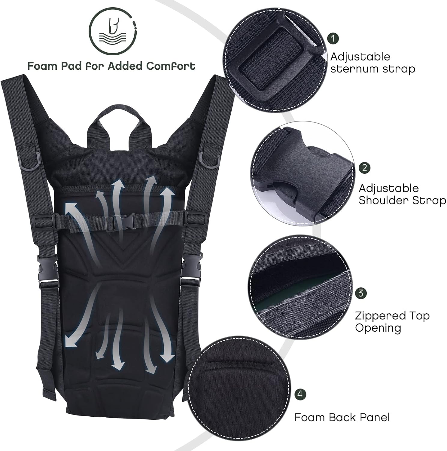 Mochila de hidratación con vejiga de 3 litros, bolsa de agua táctica para senderismo, ciclismo, correr, caminar y escalar