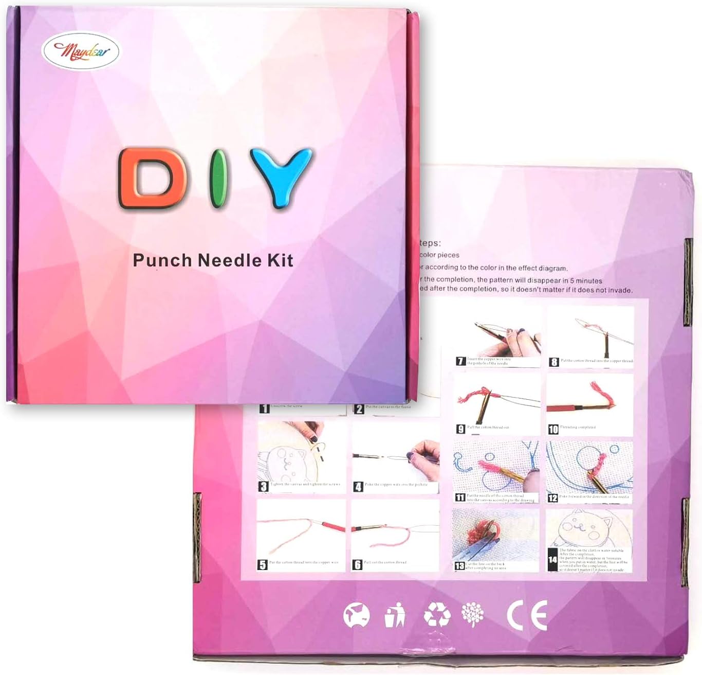 Maydear – Kit de bordado para manualidades, con aguja de perforar y marco de bordado, regalo creativo para manualidades para adultos y niños
