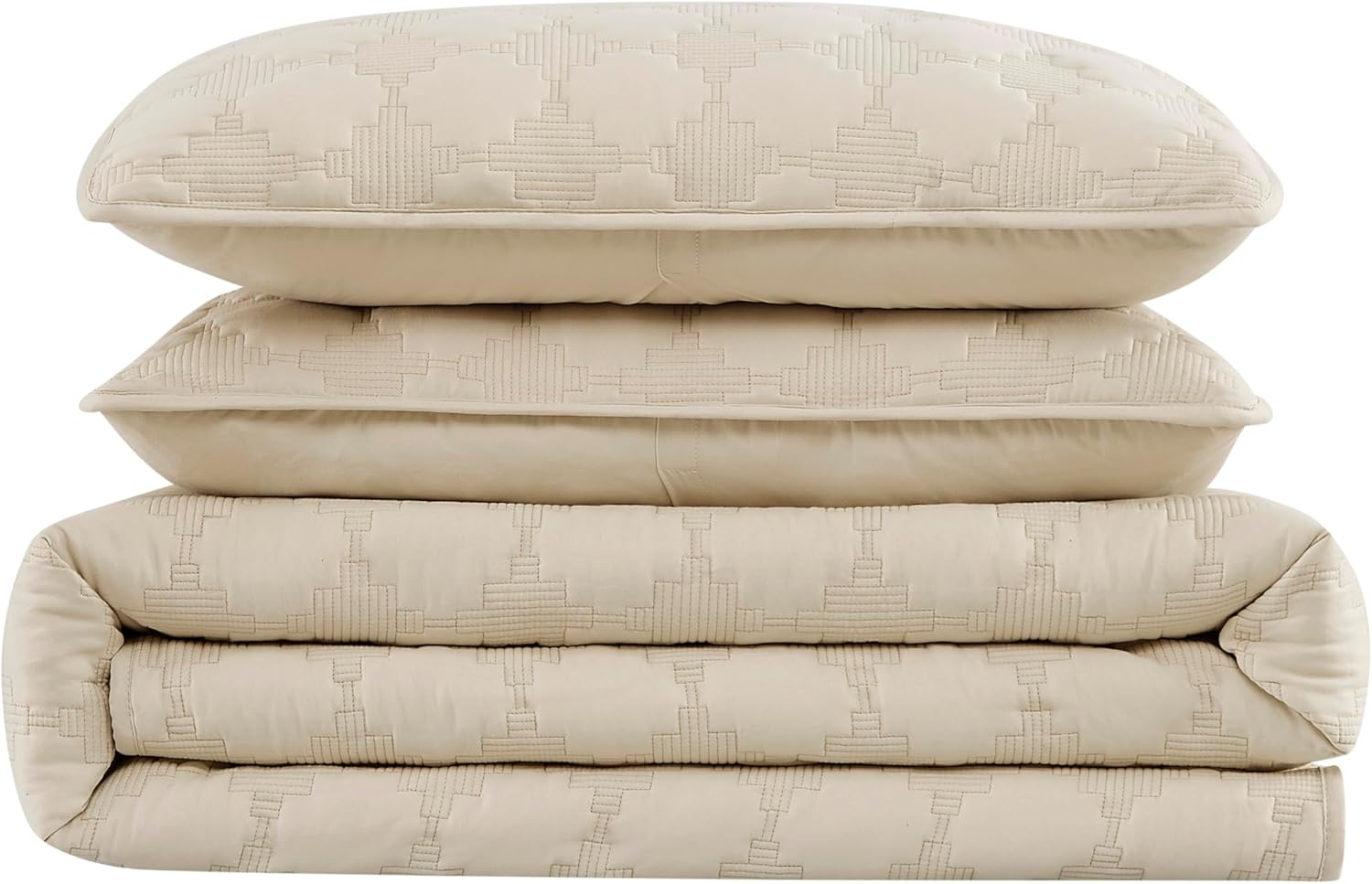 Juego de edredón beige tamaño Queen con funda de almohada, colcha ligera de microfibra ultrasuave marfil para todas las estaciones, 3 piezas, 90 x