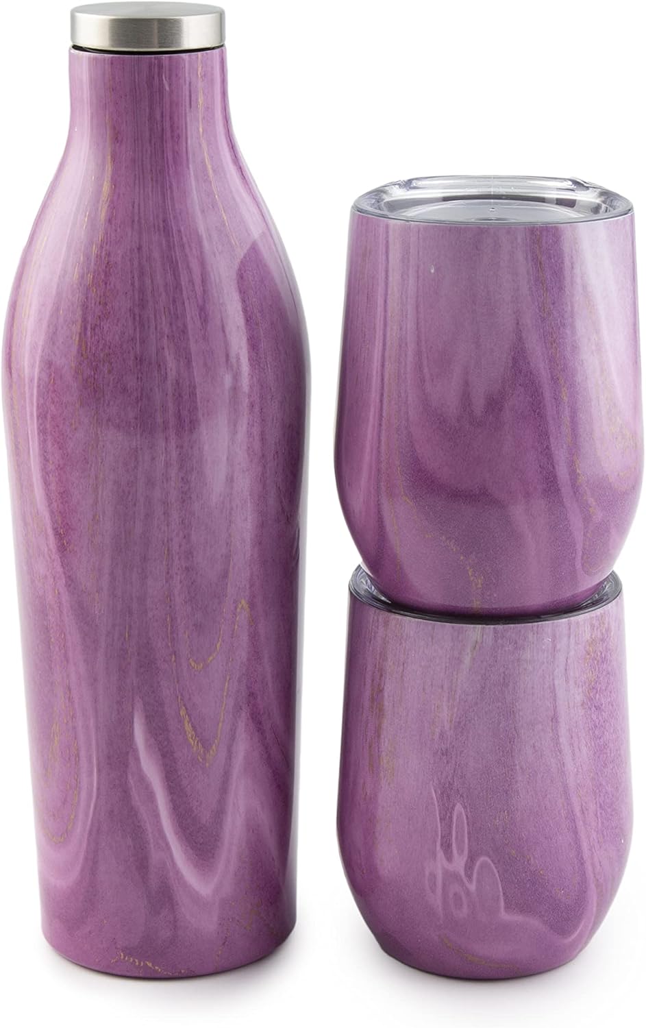 Cambridge Silversmiths Pink – Juego de 3 piezas para vino y vaso de geoda, 0