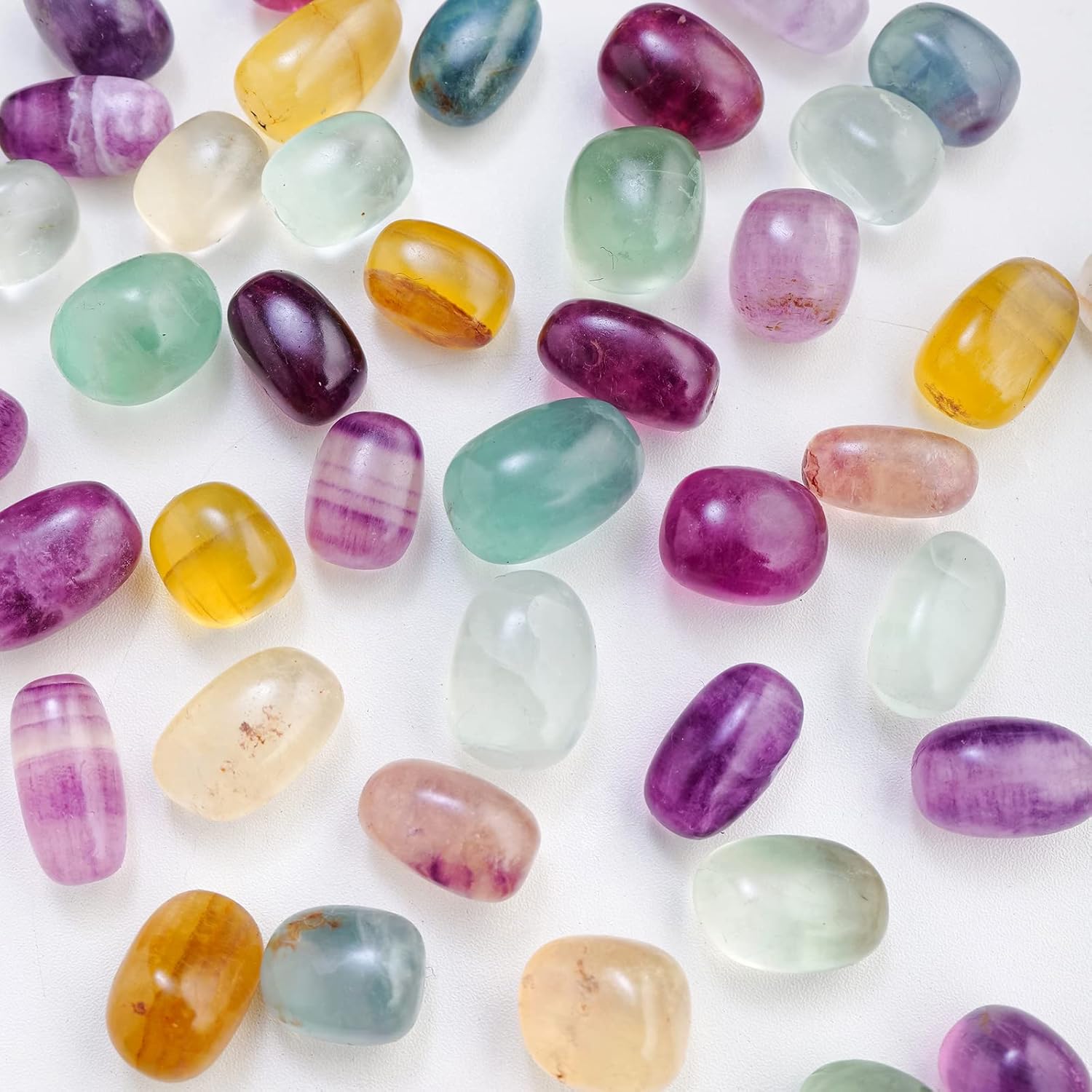 Apengshi Piedra de cristal de fluorita de color natural, 0.22 libras, cristal curativo pulido, equilibrio de chakras, reiki, terapia de meditación,