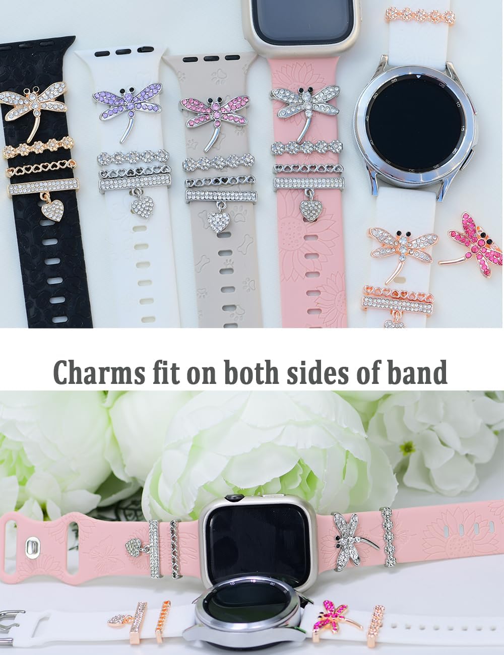 SUNOREEK Dijes decorativos de diamantes para mujer, anillos decorativos de diamantes para correas de Apple Watch de 1.929 in, 1.772 in, 1.732 in,