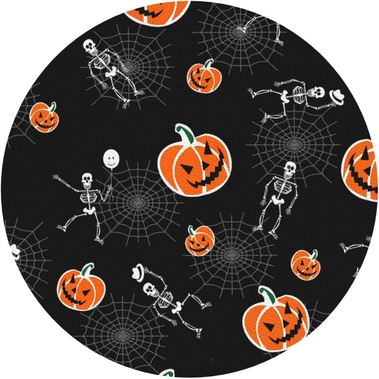 Juego de 6 posavasos de esqueleto de calabazas de Halloween para bebidas, posavasos de piel sintética absorbente para mesa auxiliar, decoración del