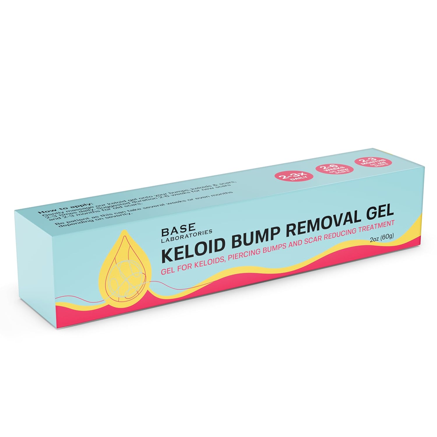 BASE LABORATORIES Gel de eliminación de golpes queloides  Tratamiento natural de golpes y gel queloide para cicatrices  Eliminación de cicatrices