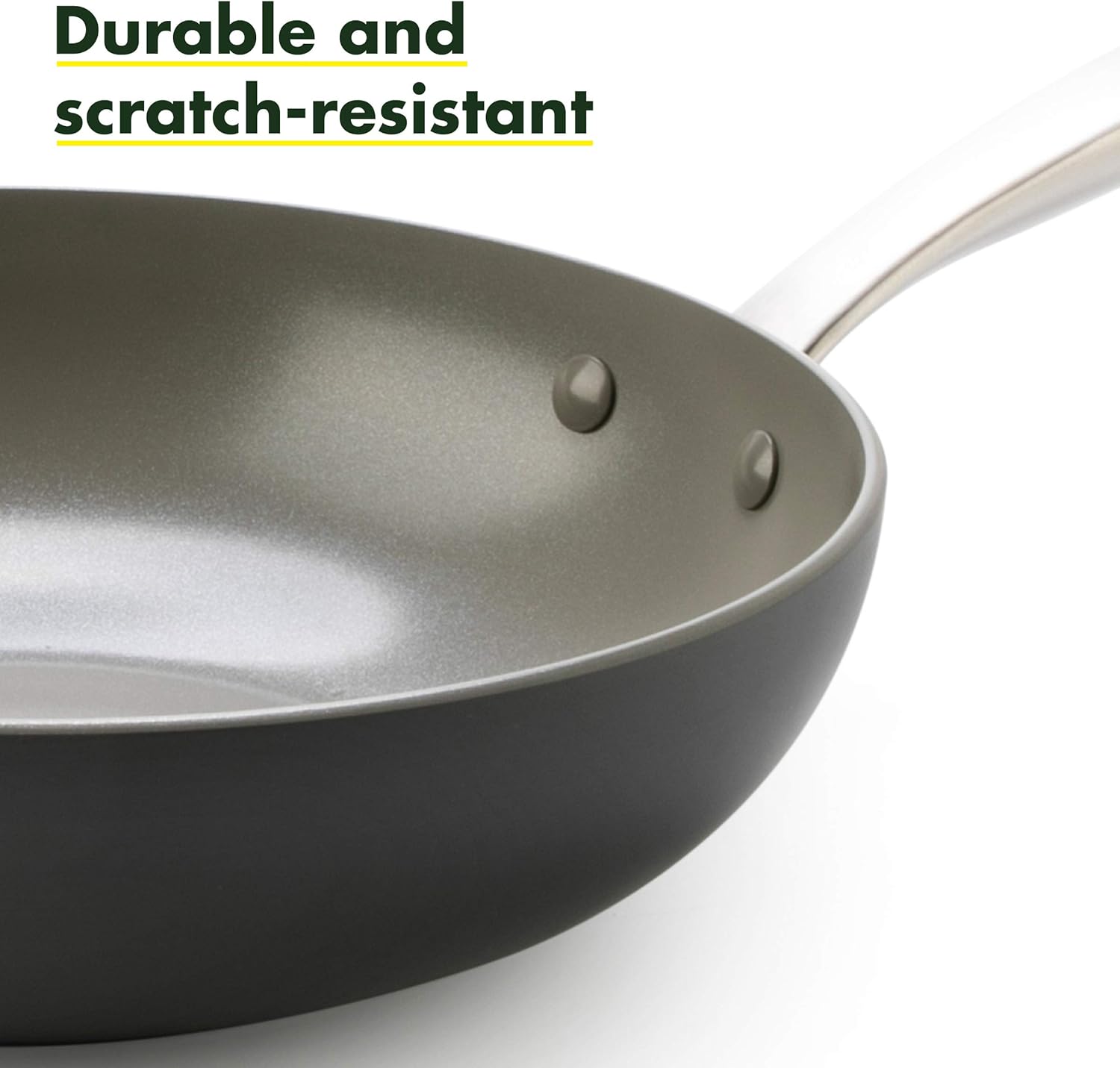 GreenPan Chatham – Wok antiadherente de cerámica saludable, 11 pulgadas, gris