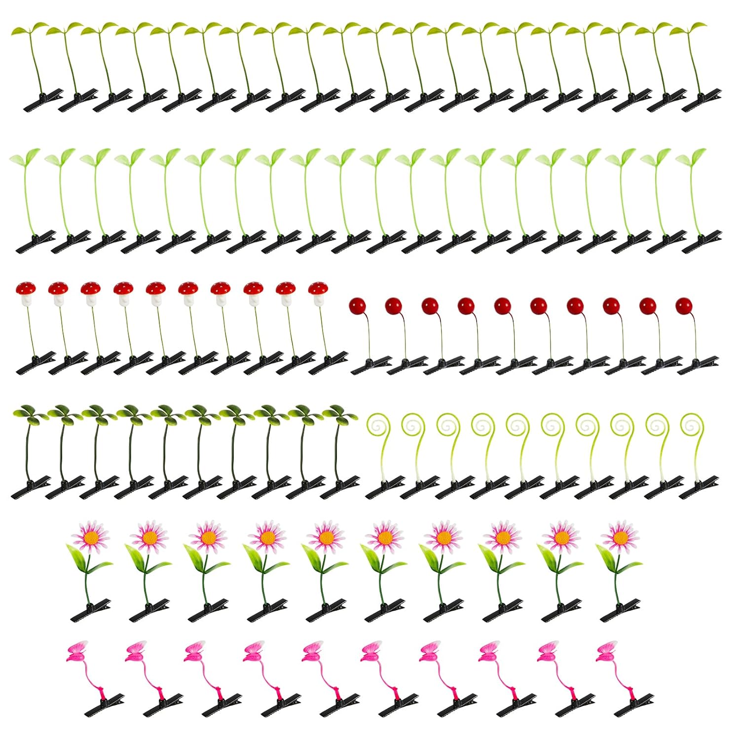 100 clips de brote, divertidas pinzas para el cabello de brotes de frijol, horquillas para el cabello, horquillas para el cabello para mujeres y