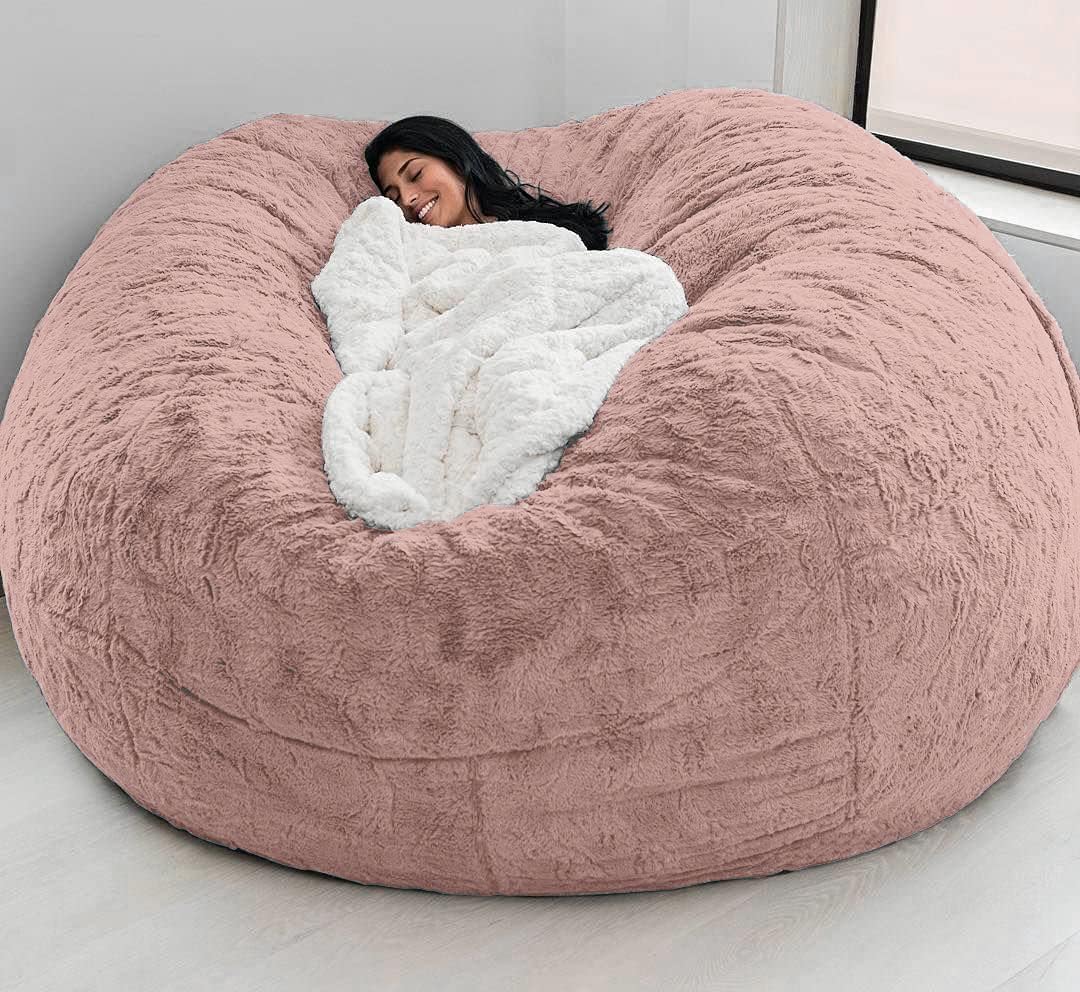 Funda gigante para puf para adultos, para mueble redondo, funda peluda y suave para la sala de estar, funda para sofá y cama, de pelo sintético, no