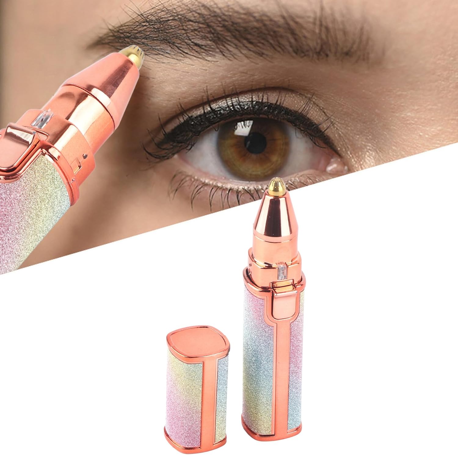 Juego de recortadora de cejas 2 en 1 recargable por USB, sin dolor, removedor de vello facial eléctrico para pelusas faciales, labios, cuerpo,