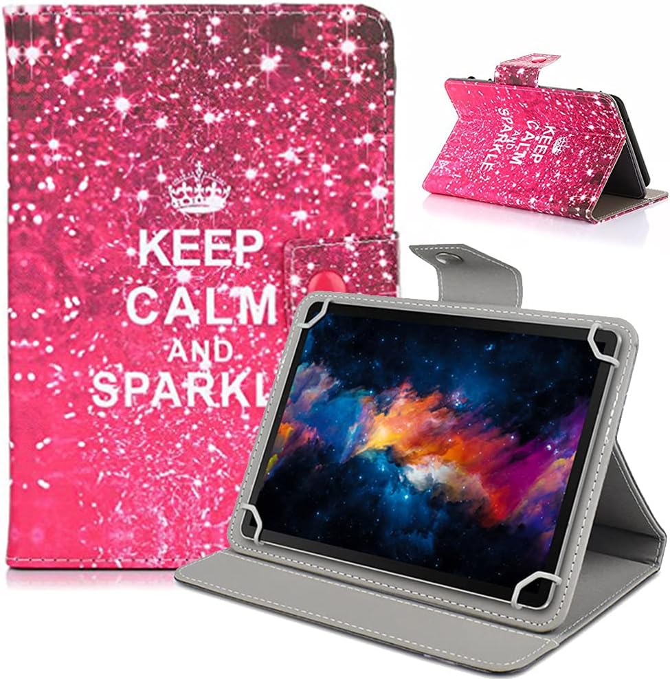 DETUOSI Funda universal para tablet de 10.1 pulgadas, funda para tablet de 10 pulgadas, funda protectora portátil de cuero con soporte de cuero con
