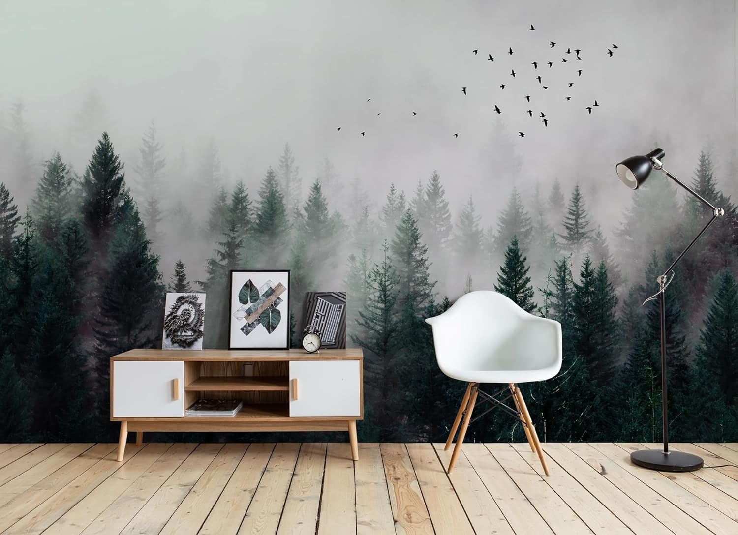Murwall Dark Forest Wallpaper Misty Jungle Wall Mural Landscape Wall Print Rustic Home Decor Cafe Design Living Room Bedroom