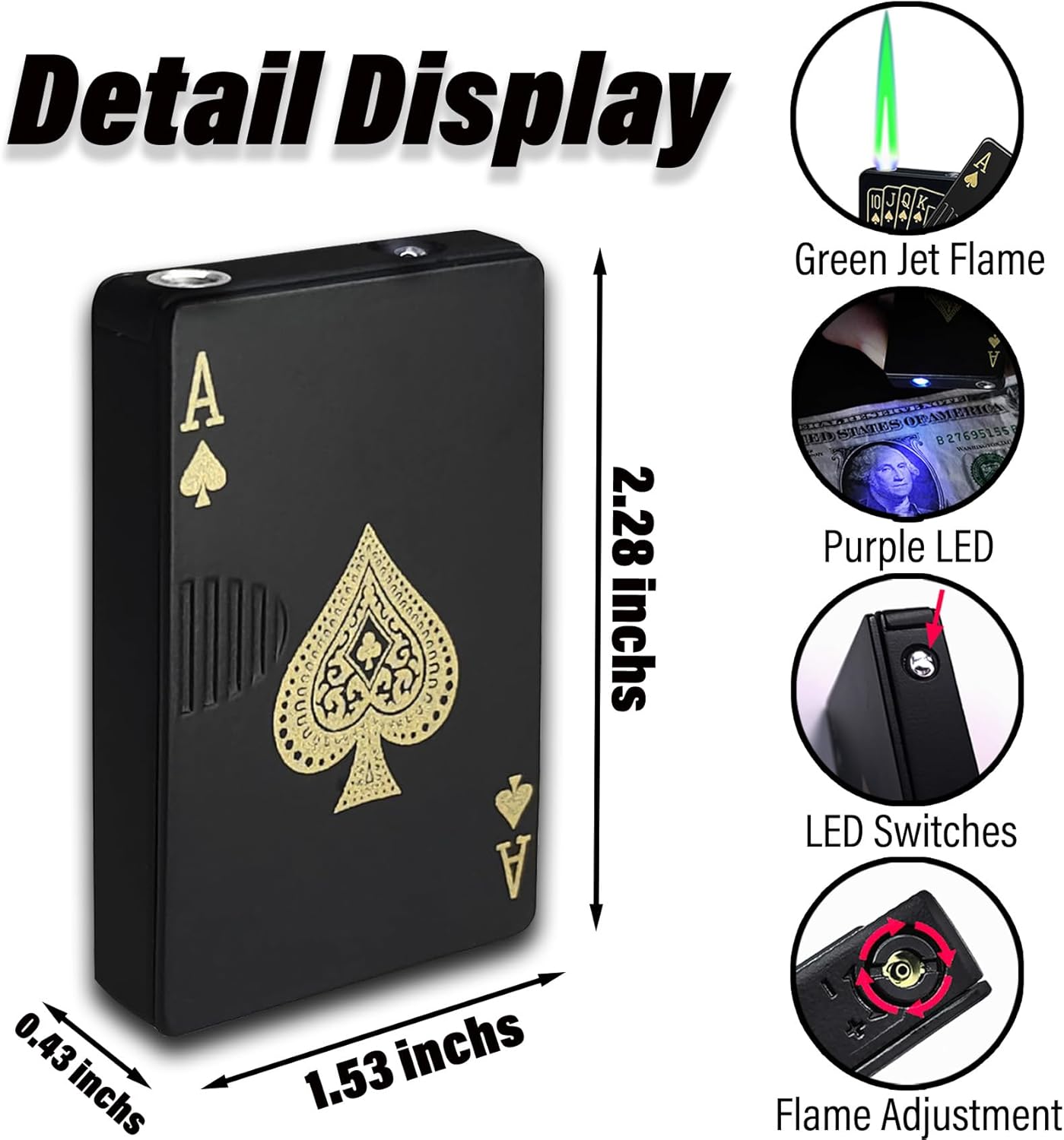 Jet Torch Lighter, Refillable Butane Playing Card Lighter, Exquisite Packaging, Windproof Lighters, Cool Lighter for Men, Candle, Camping, Birthday.