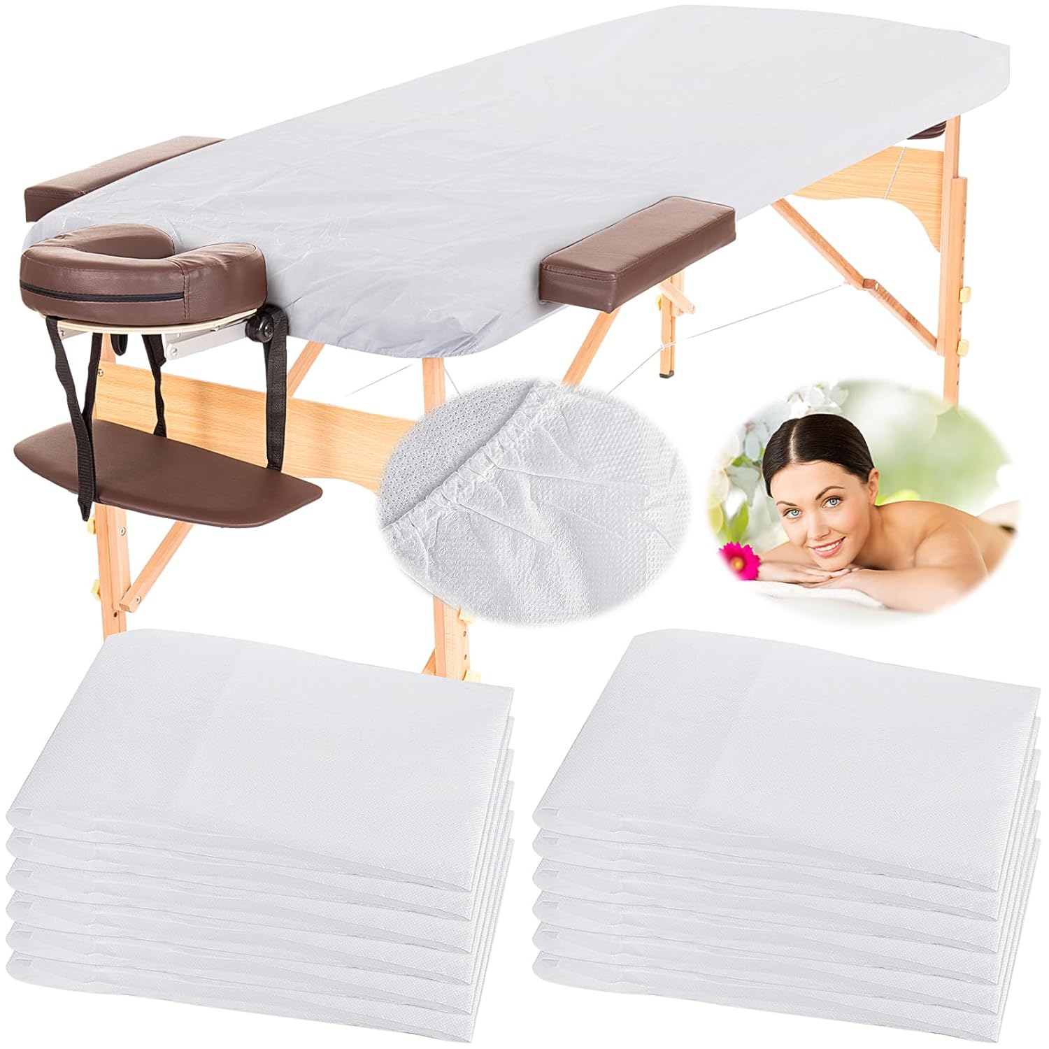 100 piezas de sábanas desechables para mesa de masaje, fundas de cama ajustadas, tela no tejida, cubierta de cama de spa para masaje, 39 x 83