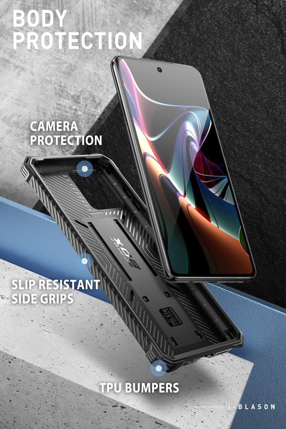 i-Blason Armorbox Lite – Funda para Moto G Stylus 5G (versión 2023) no para versión 4G20222021, 2 protectores de pantalla de vidrio templado Funda