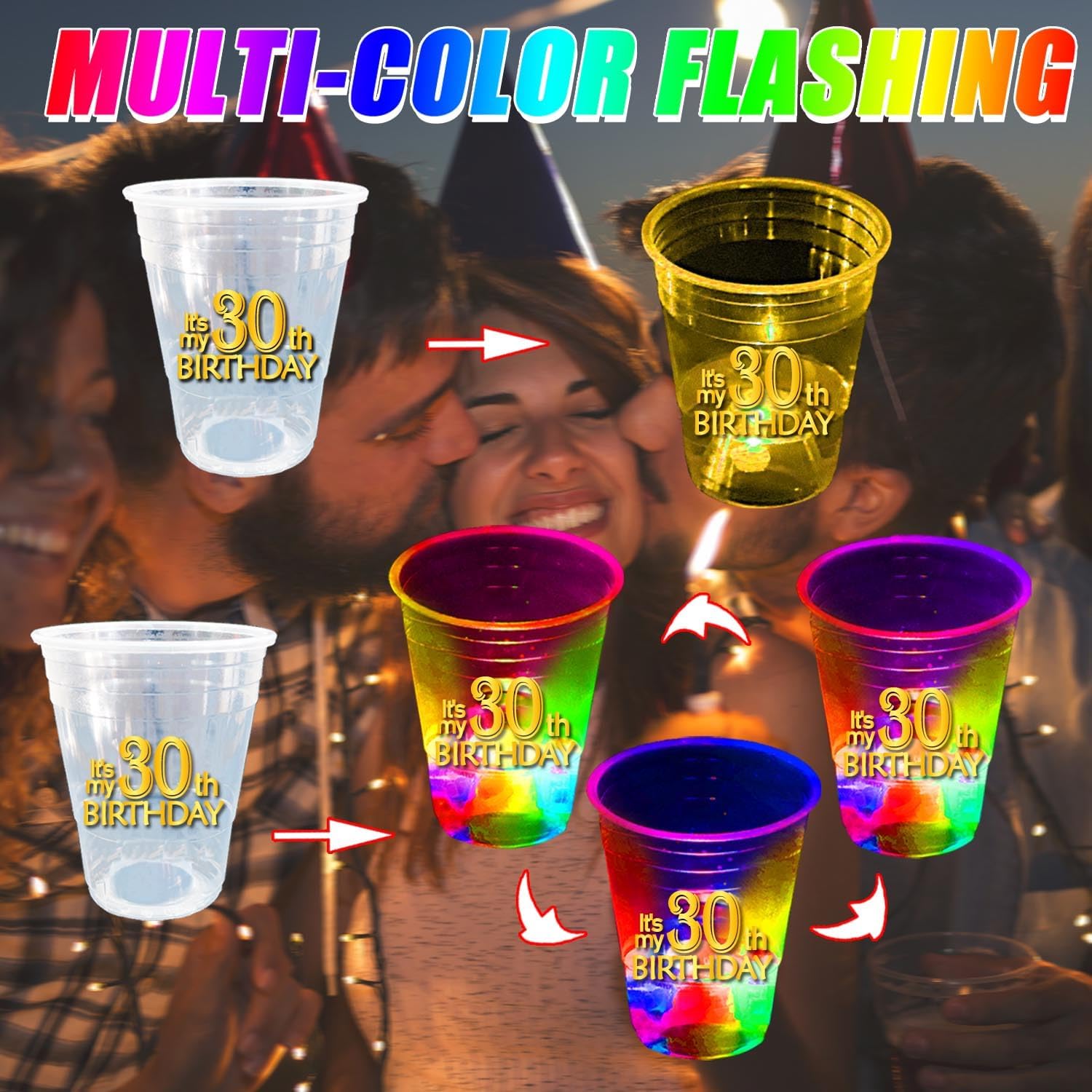 mishunyus 24 piezas de decoraciones brillantes para cumpleaños de 30 años para mujereshombres, suministros de fiesta de cumpleaños, tazas de fiesta
