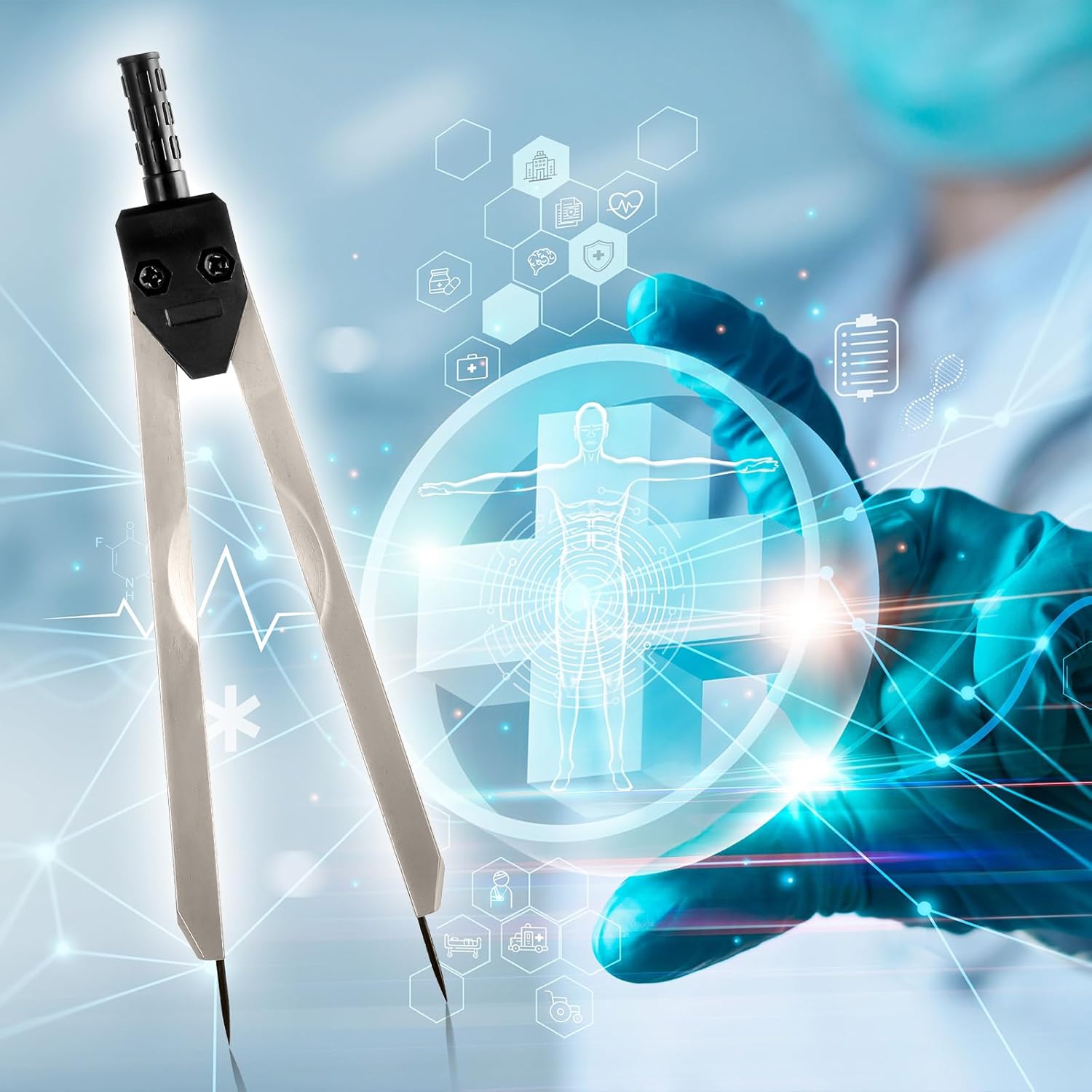 Calibres de electrocardiograma, herramienta de medición con regla, divisor de calibrador de electrocardiógrafos para medir electrocardiógrafos,