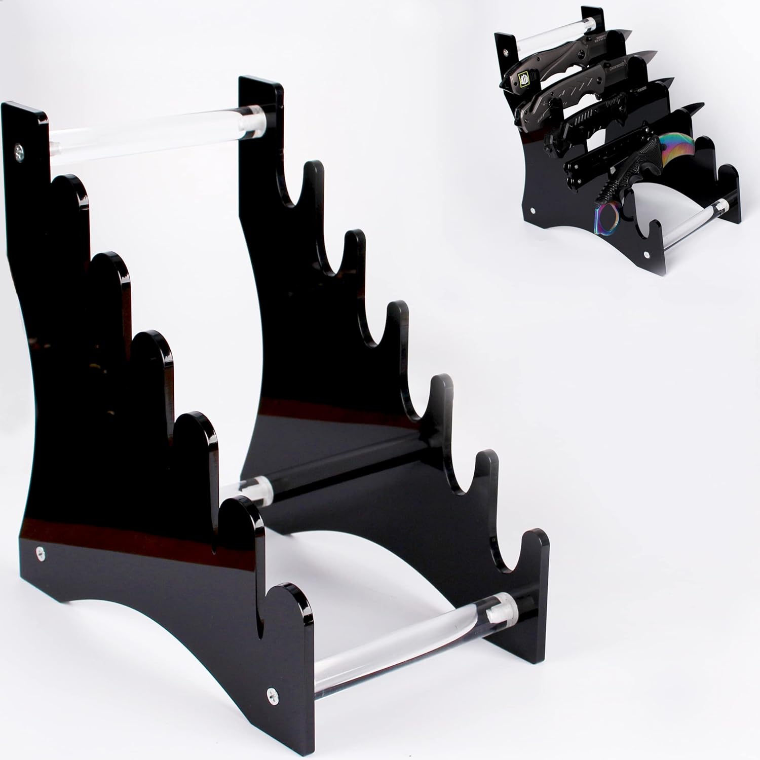 Soporte de daga Soporte para cuchillos de caza Soporte de cuchillo de hoja fija Soporte de exhibición de mesa de acrílico sostiene 6 cuchillos
