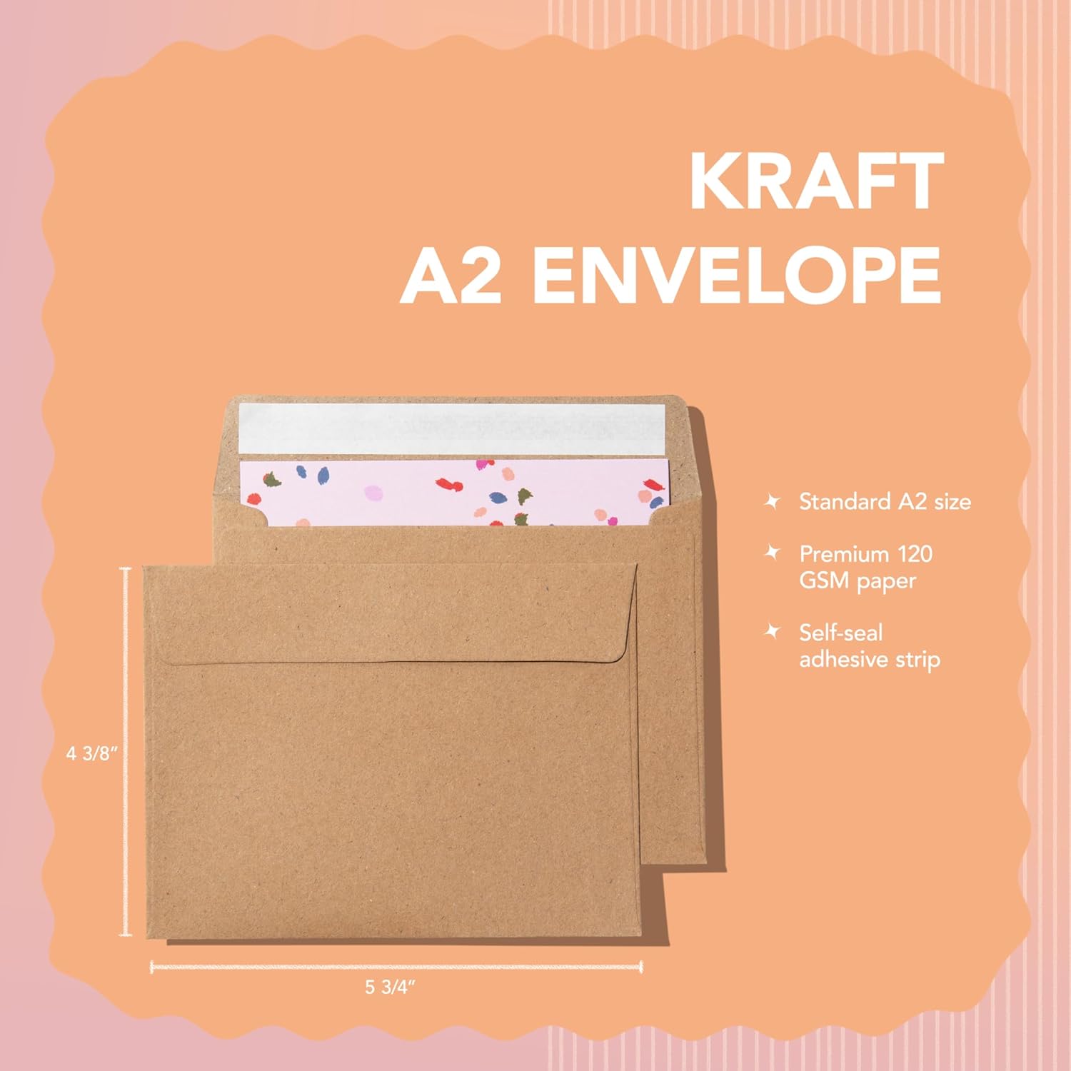 Pack It Chic – Sobres de papel kraft A2 de 4 38 pulgadas x 5 34 pulgadas (250 unidades) sobres autoadhesivos para invitaciones, tarjetas, fotos,