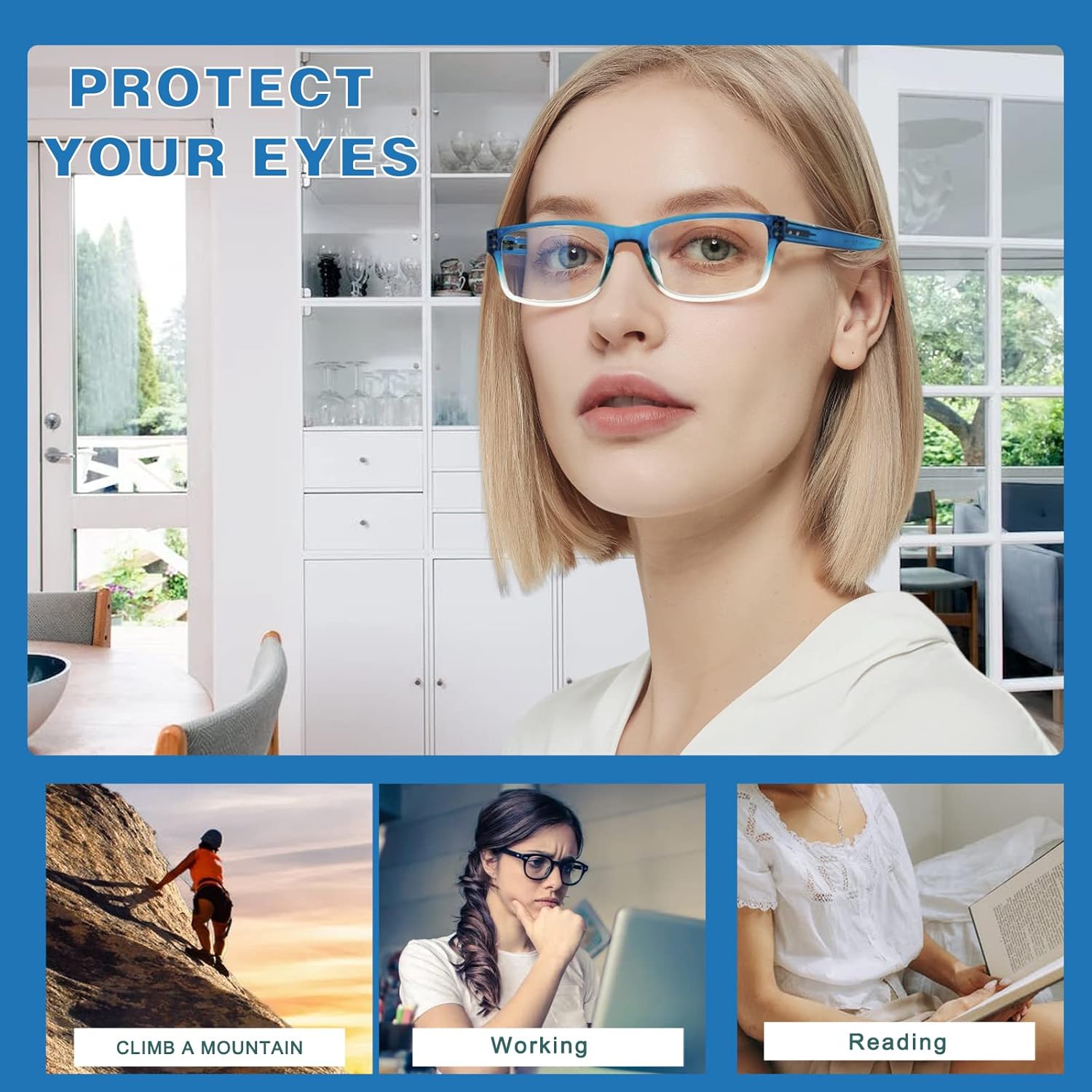 JOSCHOO Paquete de 5 lentes de lectura con bloqueo de luz azul, antifatiga ocular, lentes de lectura para computadora para mujeres y hombres