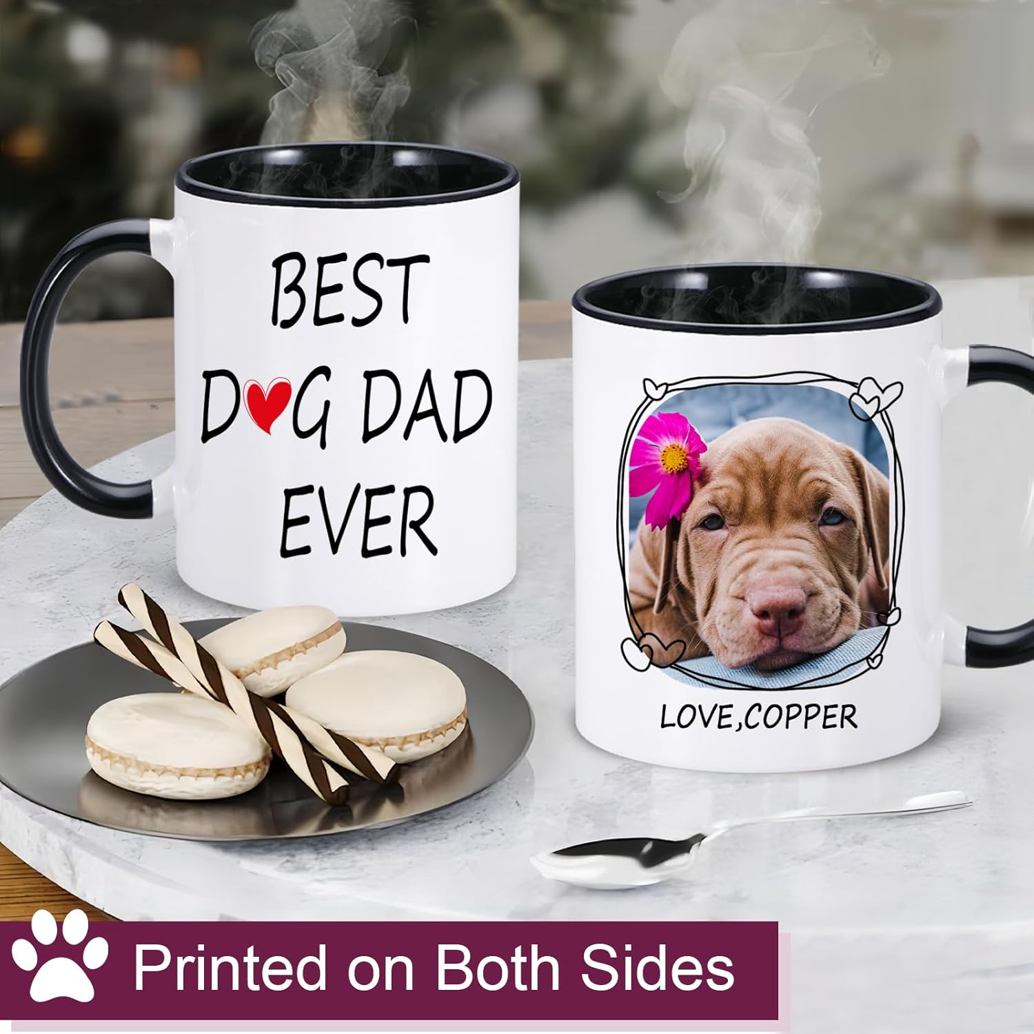 Taza personalizada para mascotas, tazas de café personalizadas para perros con foto de nombre, tazas de perro de 11 onzas para hombres, tazas