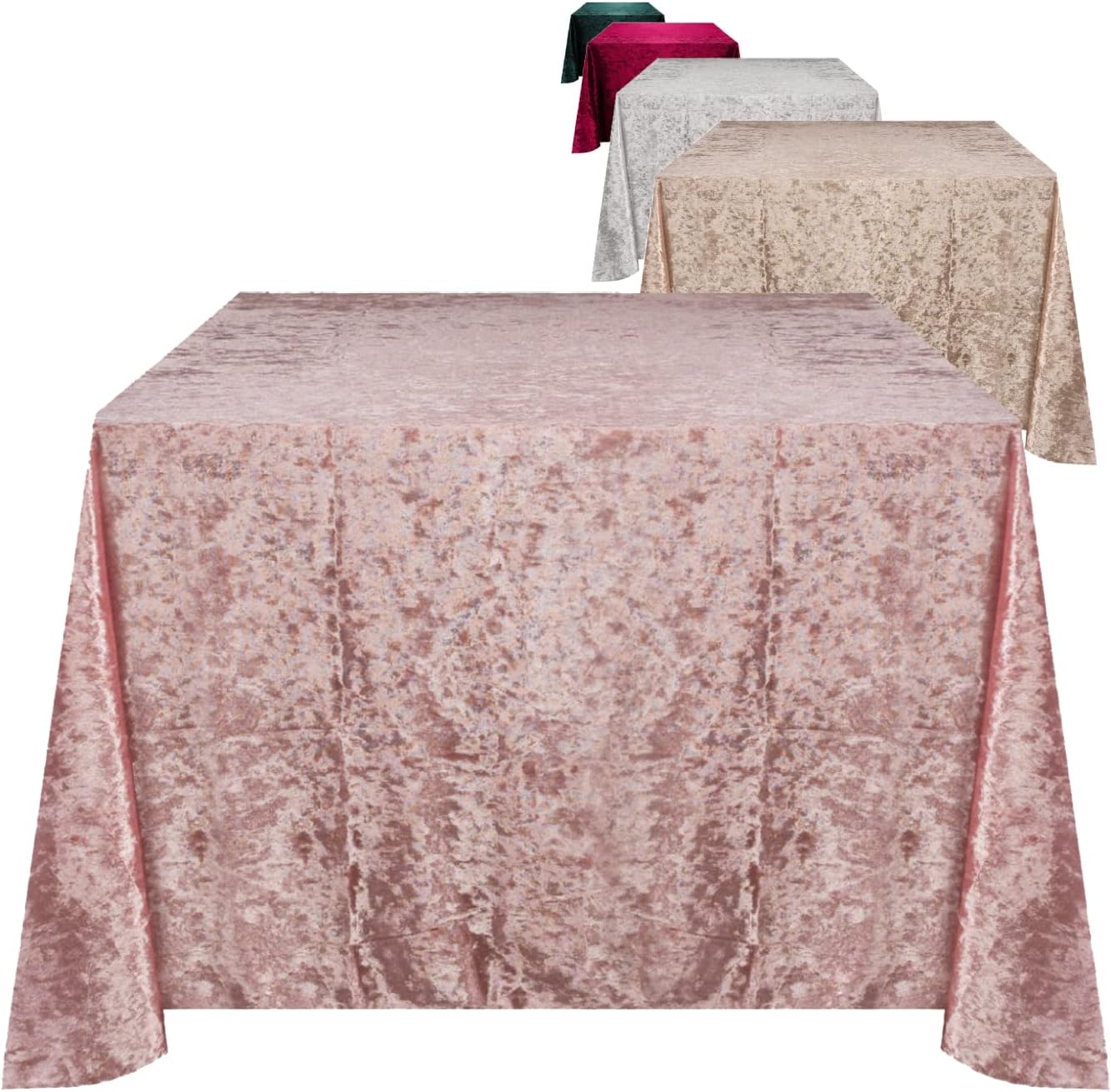 Elegante mantel cuadrado de 54 pulgadas, hecho con material de terciopelo fino triturado, hermoso mantel cuadrado rosa rubor con costuras duraderas,