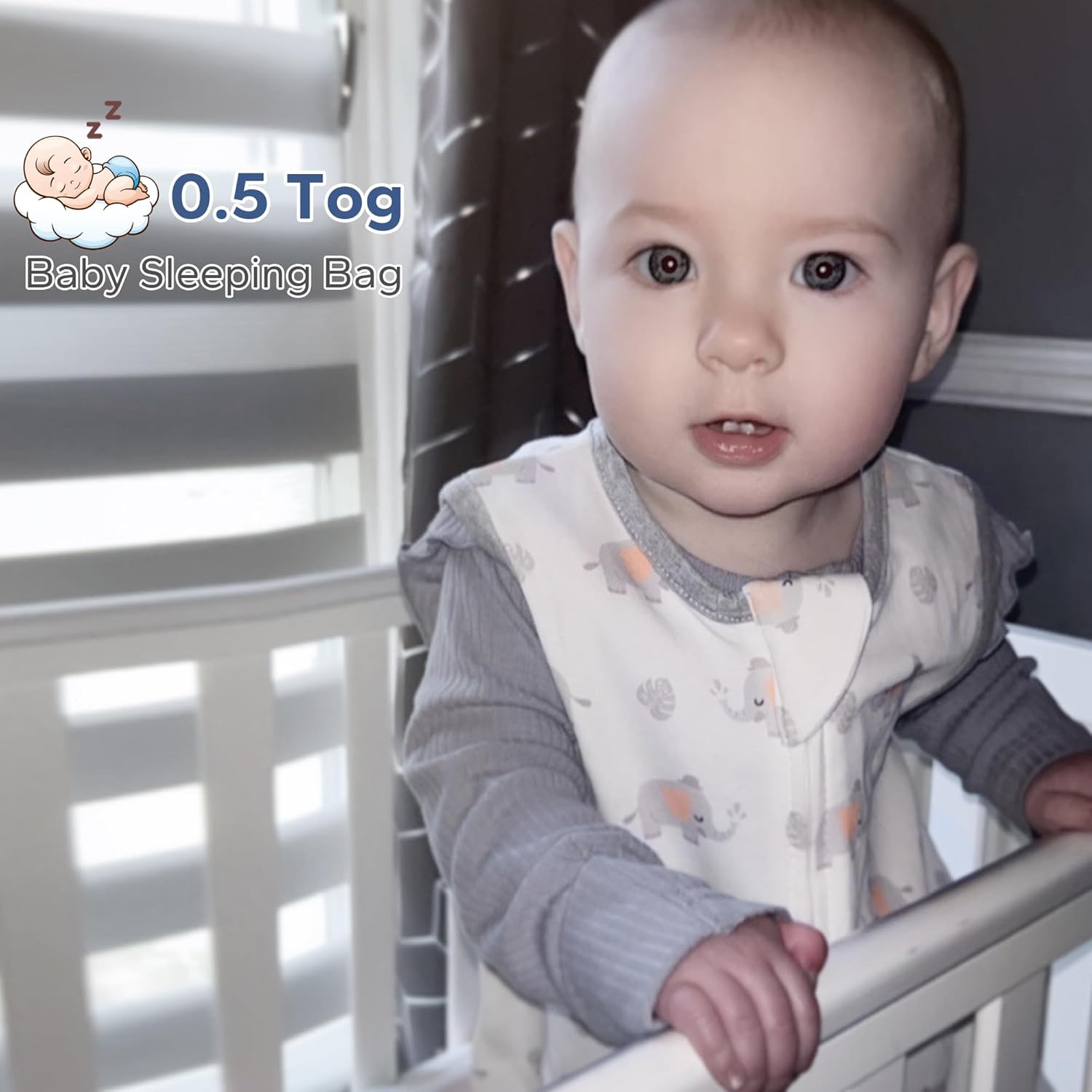 ZIGJOY Saco de dormir para bebé, 0.5 TOG, saco de dormir de 12 a 18 meses, 100% algodón, saco de dormir ligero para niños pequeños con cremallera de