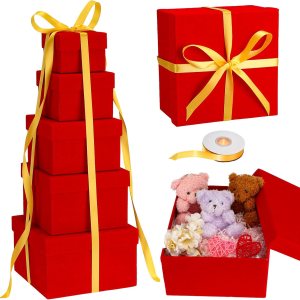Mifoci Paquete de 5 cajas de regalo anidables para el Día de la Madre con tapas, cinta, terciopelo, arreglos cuadrados, flores, caja de regalo de 5 Mifoci Paquete de 5 cajas de regalo anidables para el Día de la Madre con tapas, cinta, terciopelo, arreglos cuadrados, flores, caja de regalo de 5