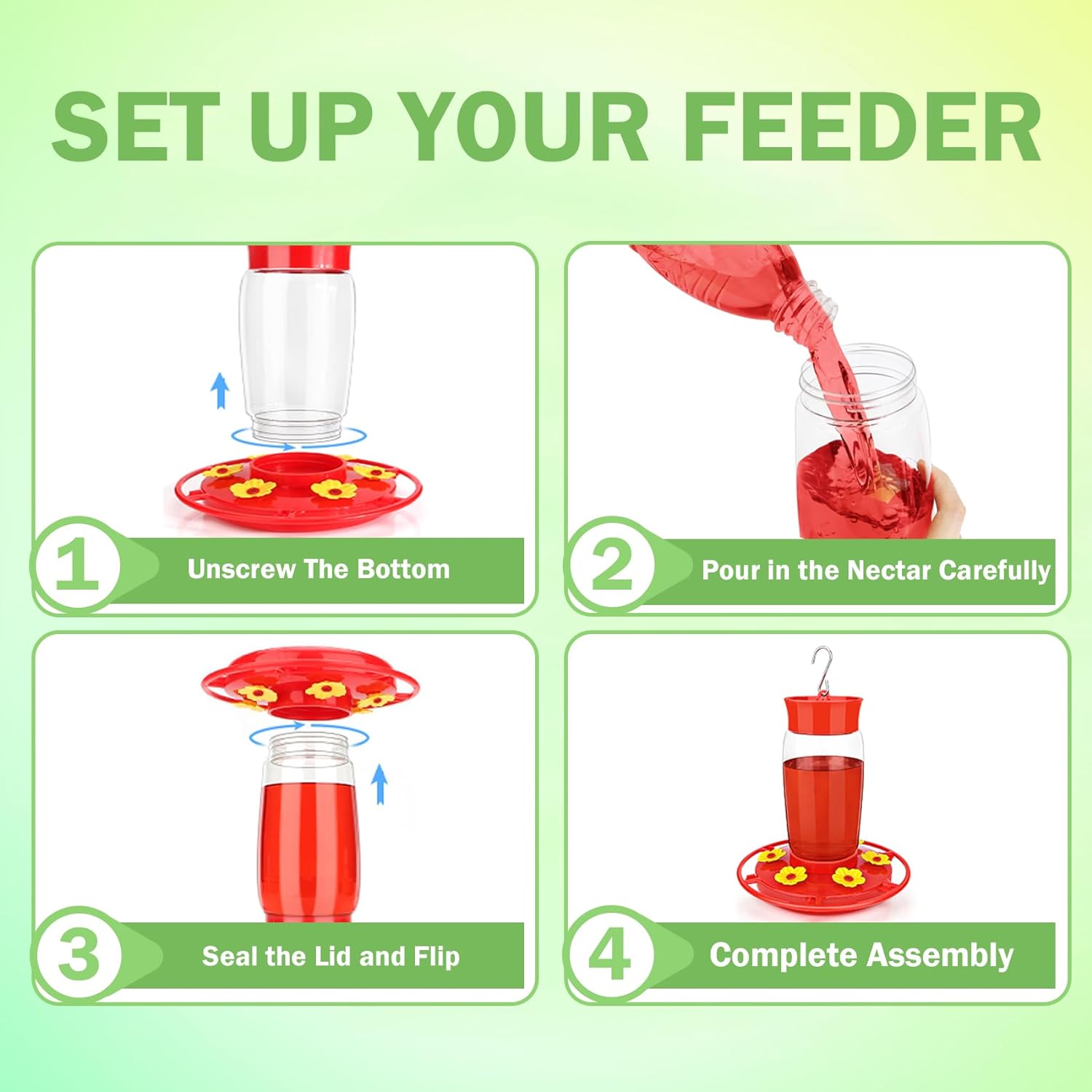 Comedero para colibríes, comedero para colibríes para exteriores, a prueba de hormigas y abejas, comederos de colibríes para exteriores, comedero de