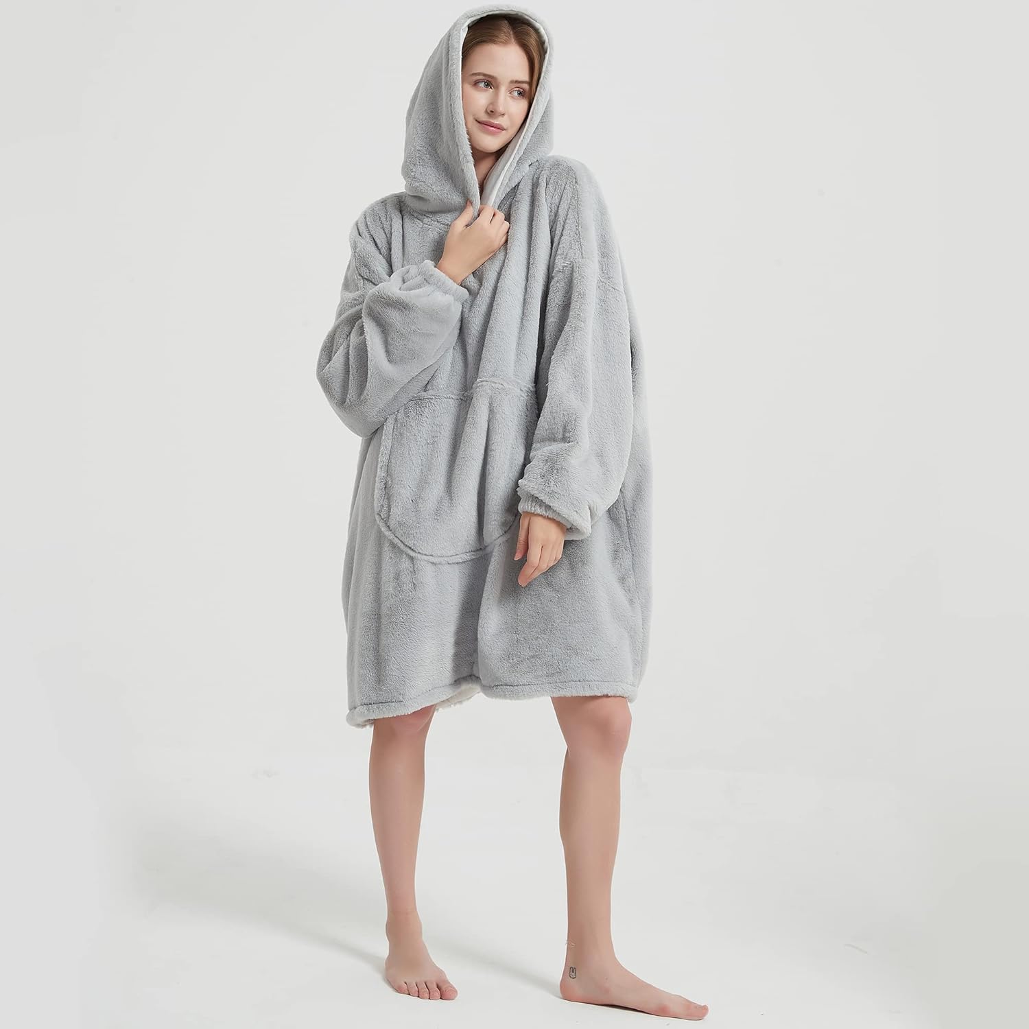 Softan Manta con capucha, manta de gran tamaño para adultos, mujeres y hombres, sudadera con capucha súper cálida y suave, sudadera de piel