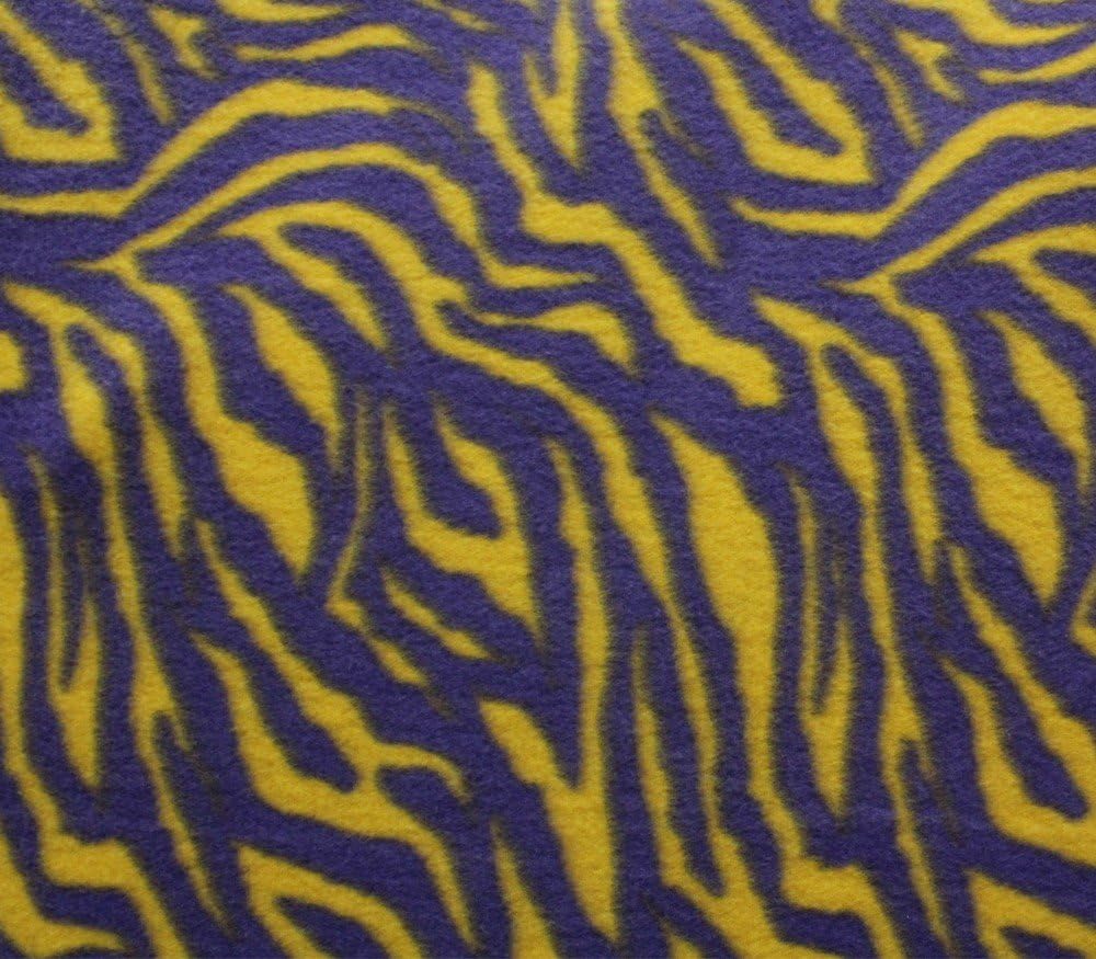 Tela polar impresa Anti Píldora Zebra Púrpura Fondo Amarillo
