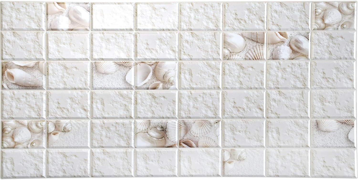 Dundee Deco PG7038-10 – Panel de pared 3D de cloruro de polivinilo sintético blanco envejecido, 3.2 pies x 1.6 pies (37.8in x 18.9in), decoración de